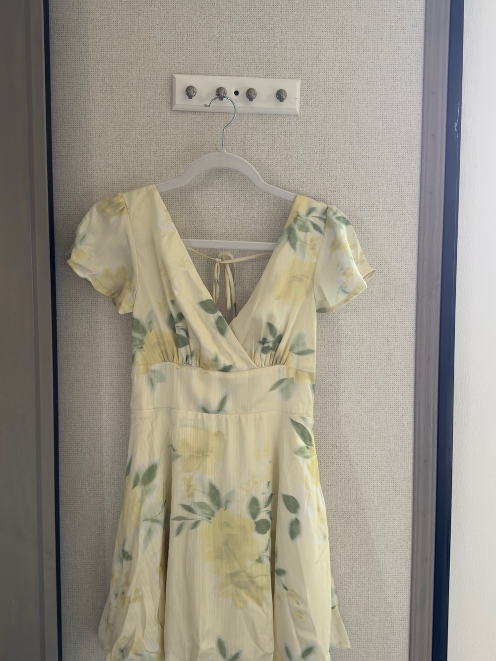 Gianni Bini Yellow Floral Wrap-Style Mini Dress